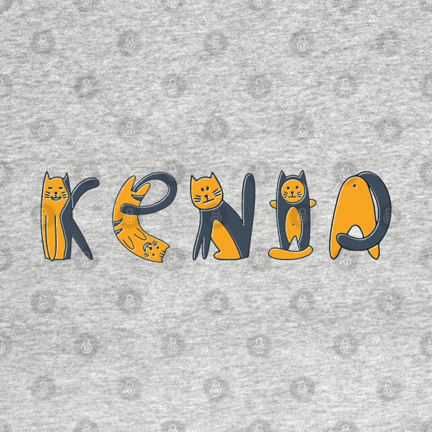 Kenia | Girl Name | Cat Lover | Cat Illustration by LisaLiza